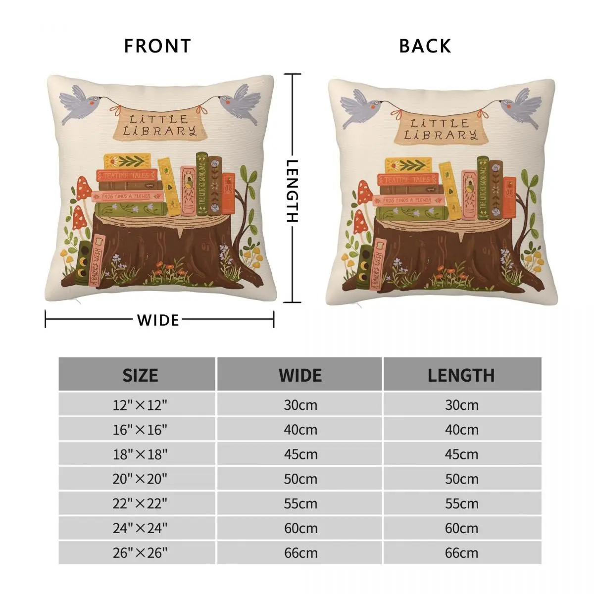 Little Library Books Square Pillowcase Polyester Linen Velvet Pattern Zip Decorative Pillow Case Sofa Seater Cushion Cover 18