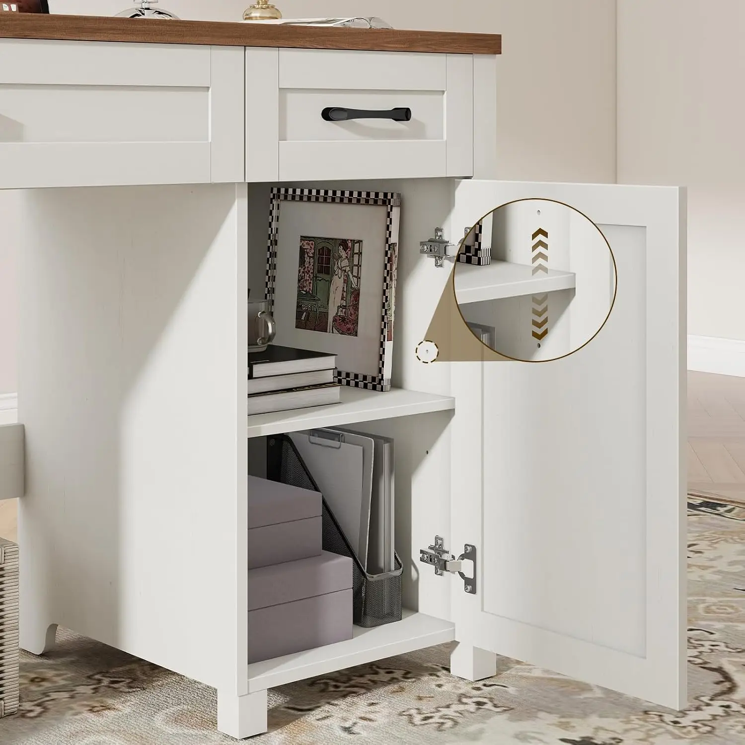 Farmhouse Executive Desk with Storage Cabinet, 47