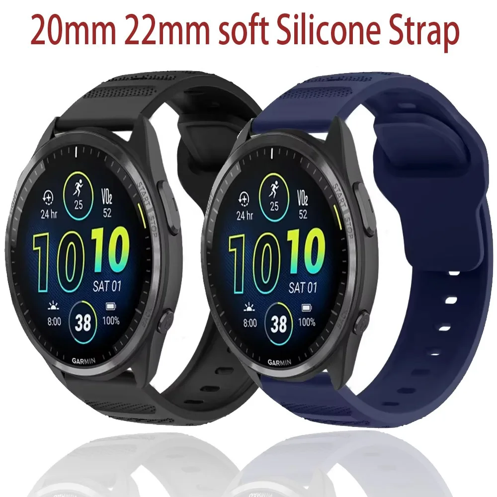 Pulseira de silicone macio de 20/22mm para garmin forerunner 965 955 265 255 165 55 faixa respirável substituível para garmin venu 3 ativo 5