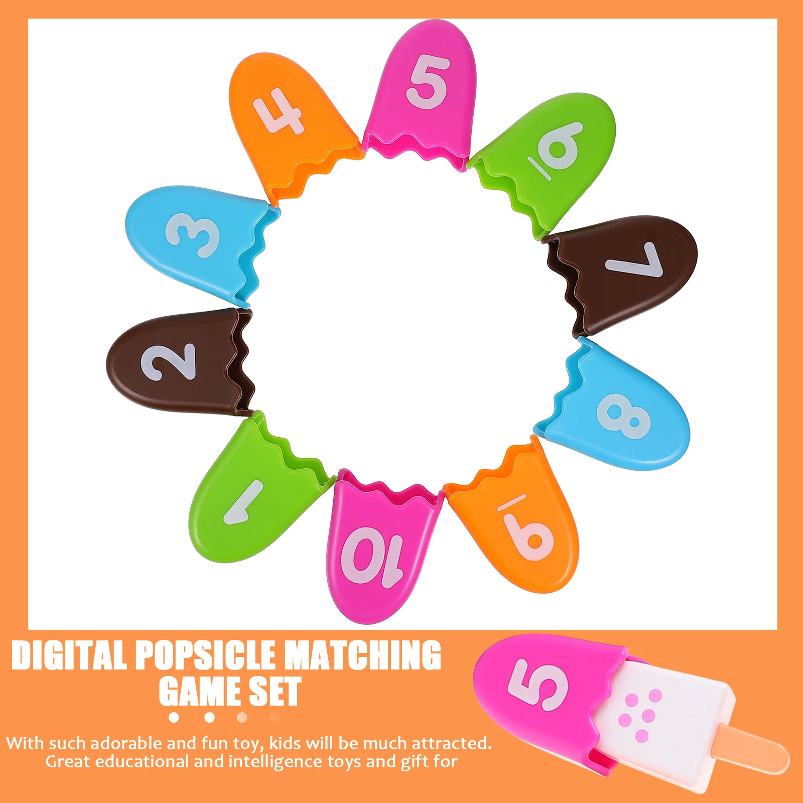 1 set 1 set kleurrijke digitale ijslolly bijpassende kinderen nummer cognitief leren educatief speelgoed ontwikkeling van fijne motoriek