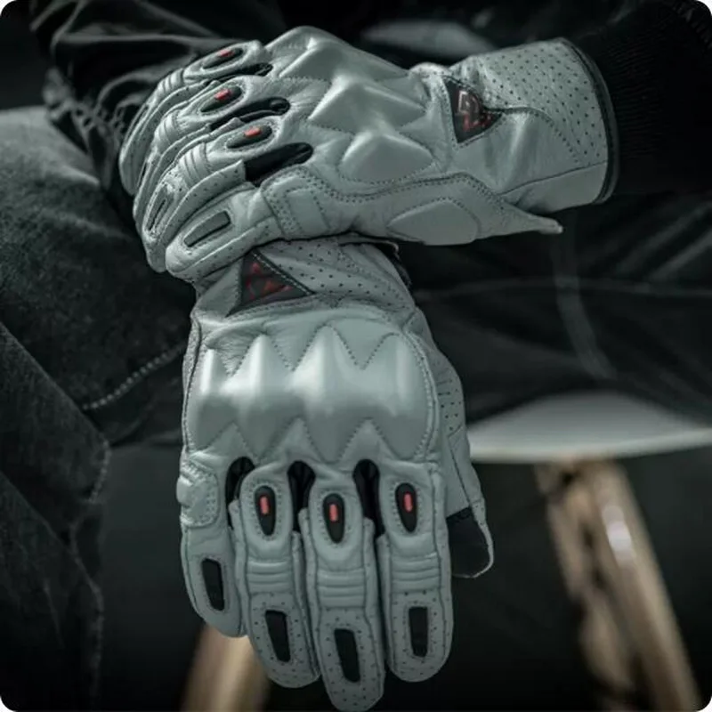 

DUHAN Men's Motorcycle Gloves Breathable Goatskin Moto Biker Gloves Touch Screen Anti collision wear-resistant EVA shockproof