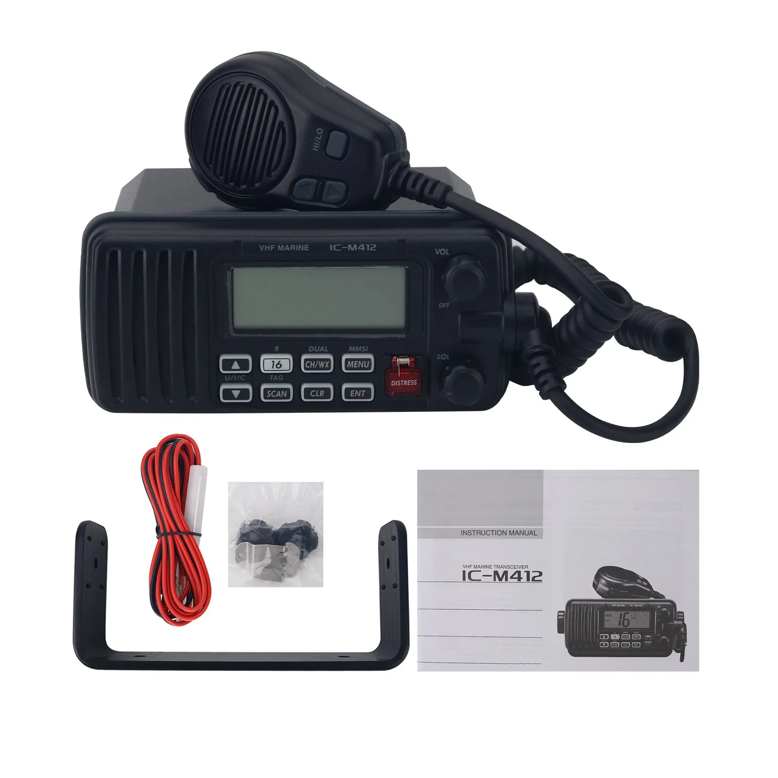 25W 방수 IC-M412 VHF 해양 무전기 송수신기 내장형 DSC 및 핸드헬드 무전기 마이크 포함