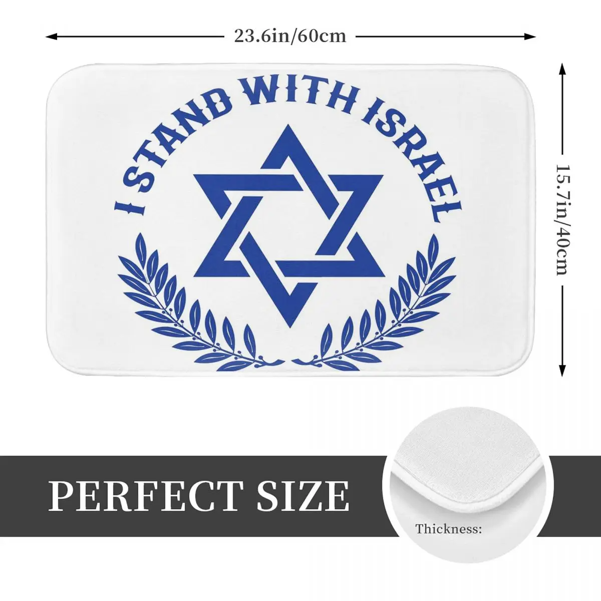 I Stand With Israel Israel Flag Anti-slip Doormat Floor Mat Dust-proo Carpet Rug for Kitchen Entrance Home Balcony Footpad Mats