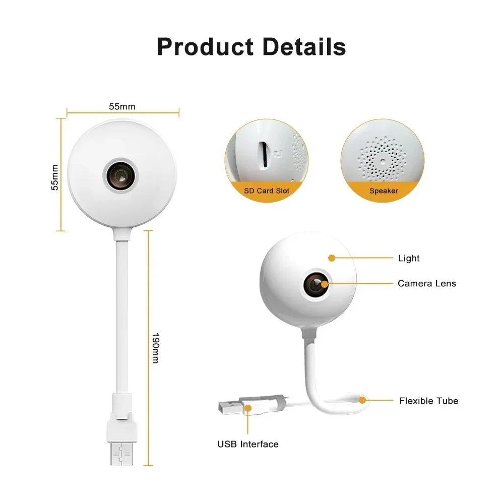 DIDSeth Tuya Smart WiFi Security Light Camera 5MP USB Bulb 24/7 Recording Baby Monitor with Night Vision 2-Way Audio Wireless