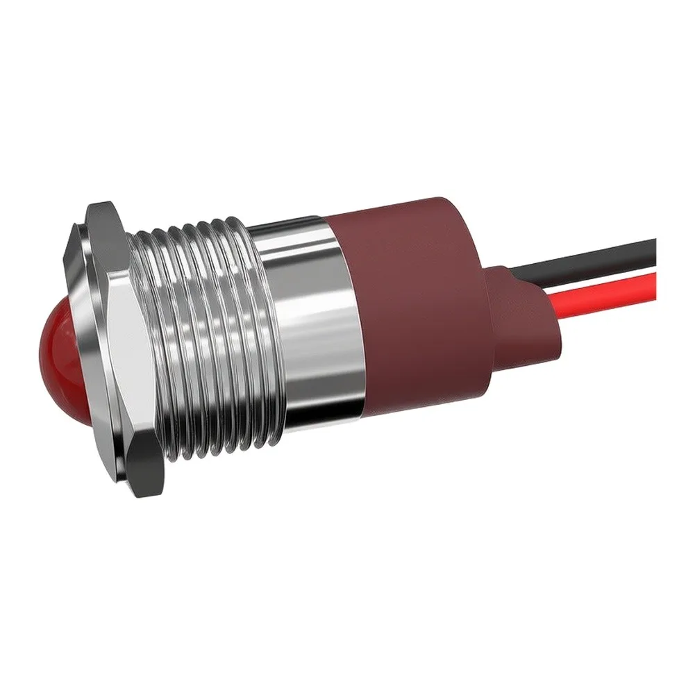 20pcs For Red Metal LED Indicator Light 6-22mm Domed Head Pre-wired 12V 24V Signal Lamp For Industrial Control Panel Switch