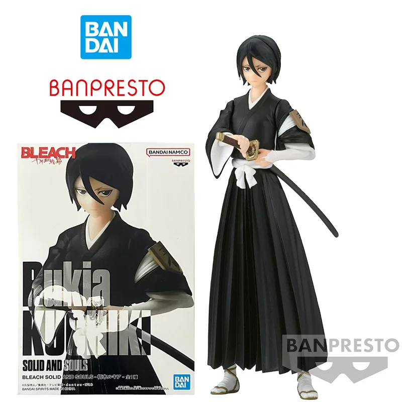 Bandai Namco Banpresto Bleach Solid and Souls Rukia Kuchiki 14Cm Anime Original Action Figure Model Toy Birthday Gift Collection