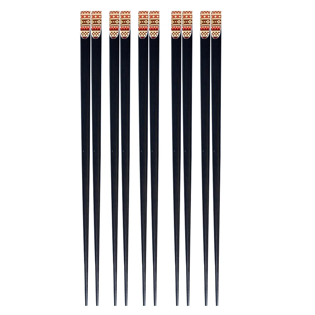 

5Pairs Wood Chopsticks Set Japanese Style Home Printed Lightweight Practical Tableware Reusable Eco Friendly