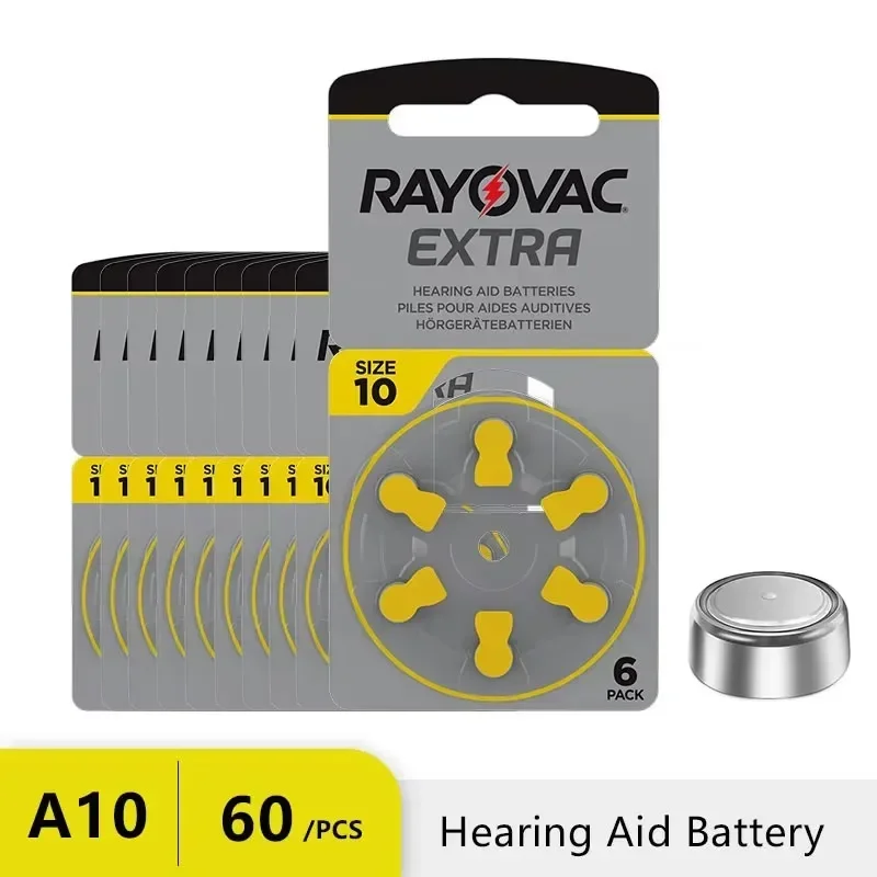 6-60PCS Rayovac Extra  Hearing Aid Batteries Battery A10 10A PR70 10 High Performance Zinc Air Battery For Digital Hearing Aid