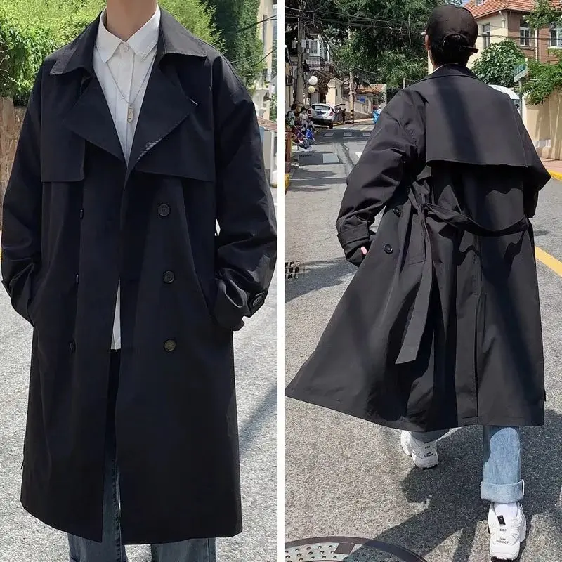 American Style over Knee Men's Coat Autumn Winter British Style Korean Version High End Versatile mid Length Casual Coat