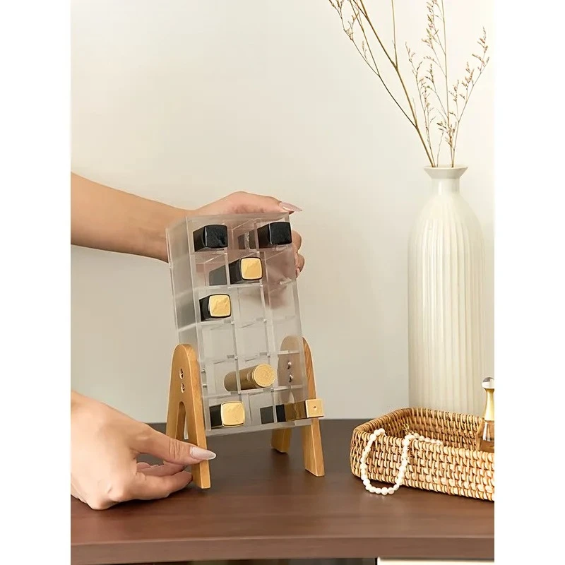 Desktop Lipstick Storage Box Transparent Acrylic Multi Grid Organizer Shelf Makeup Cosmetic Display Stand
