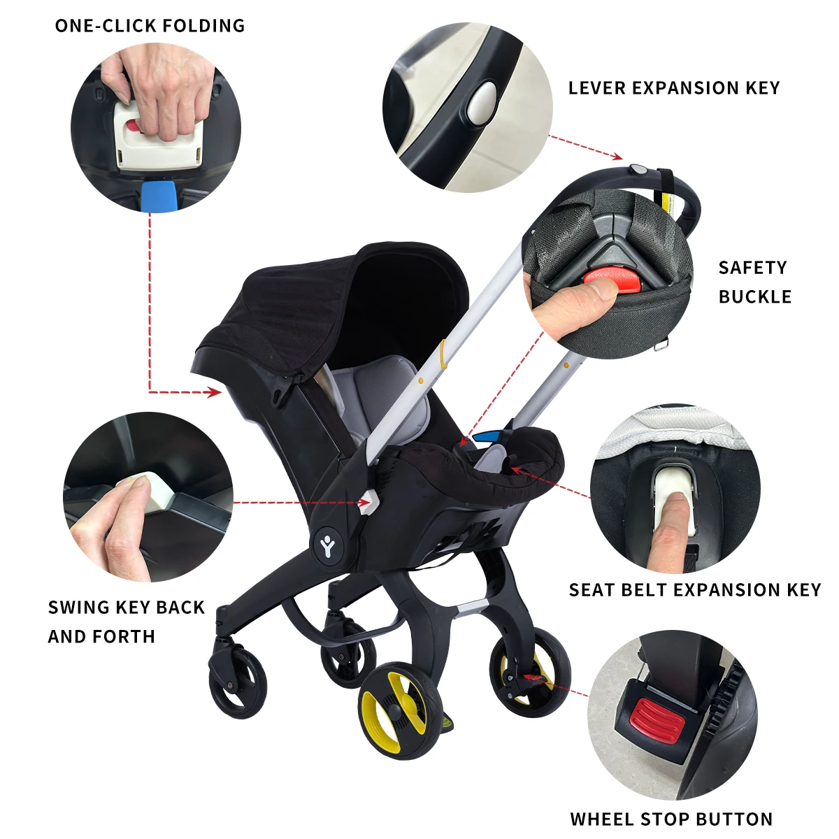Portable two-way baby stroller, foldable newborn stroller, lightweight outdoor travel stroller, suitable for 0-3 years old
