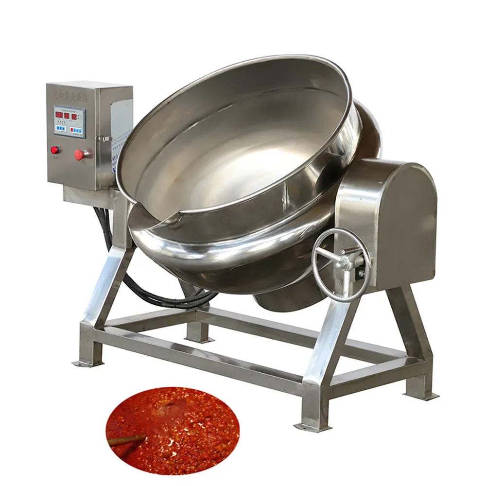 100L Industrial Steam  Jacketed Kettle Cooking Mixer Pot Jacket Kettle With Agitator