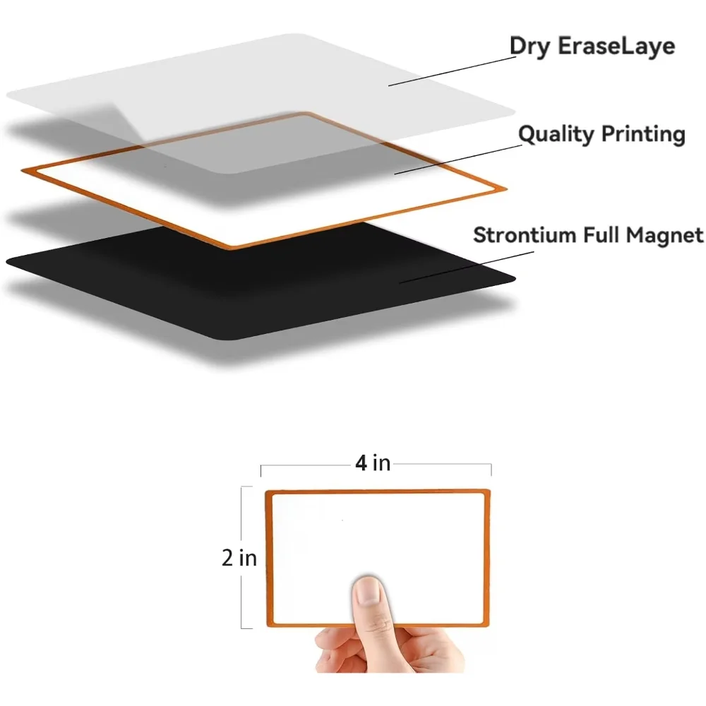 10pcs Magnetic Dry‑Erase Labels,Flexible Magnetic Pads, Vibrant Color Name Tags for Whiteboards, Refrigerators, Classroom