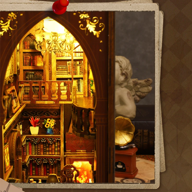 DIY Book Nook Kit Wooden Mini Dollhouse 3D Puzzl Model Building Handmade Bookshelf Insert Home Decor For Xmas Birthday Gifts