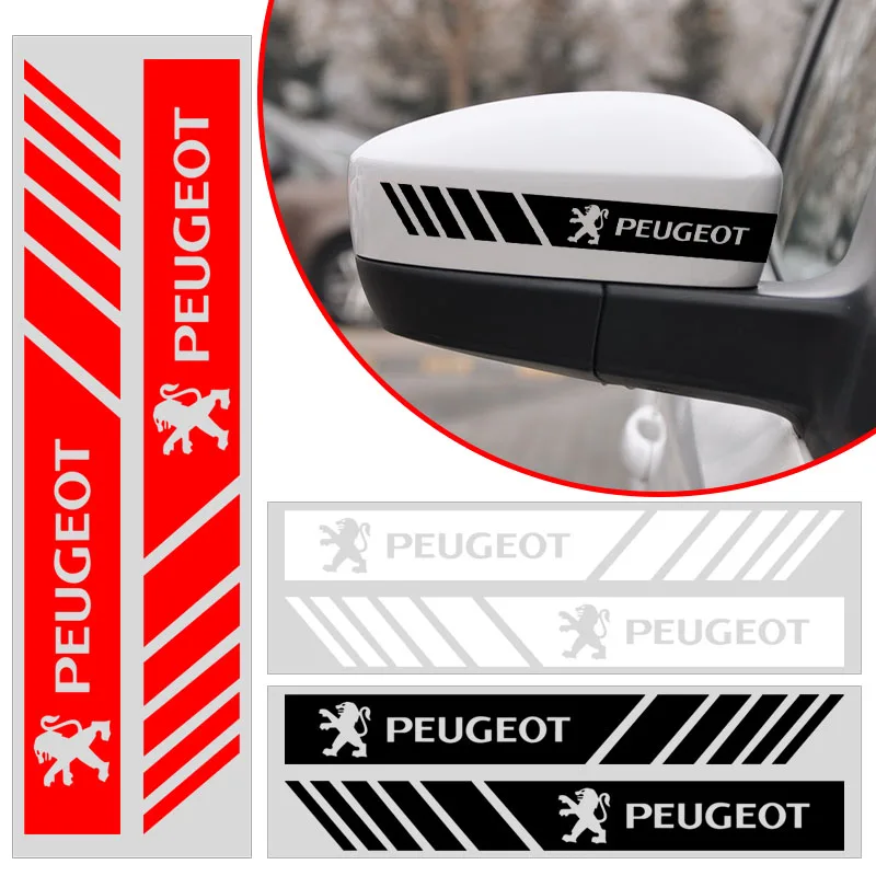 2Pcs Rearview Mirror Decal Sticker for Peugeot 108 406 407 408 206 207 208 306 307 508 2008 5008 Car Styling Wheel Center Caps