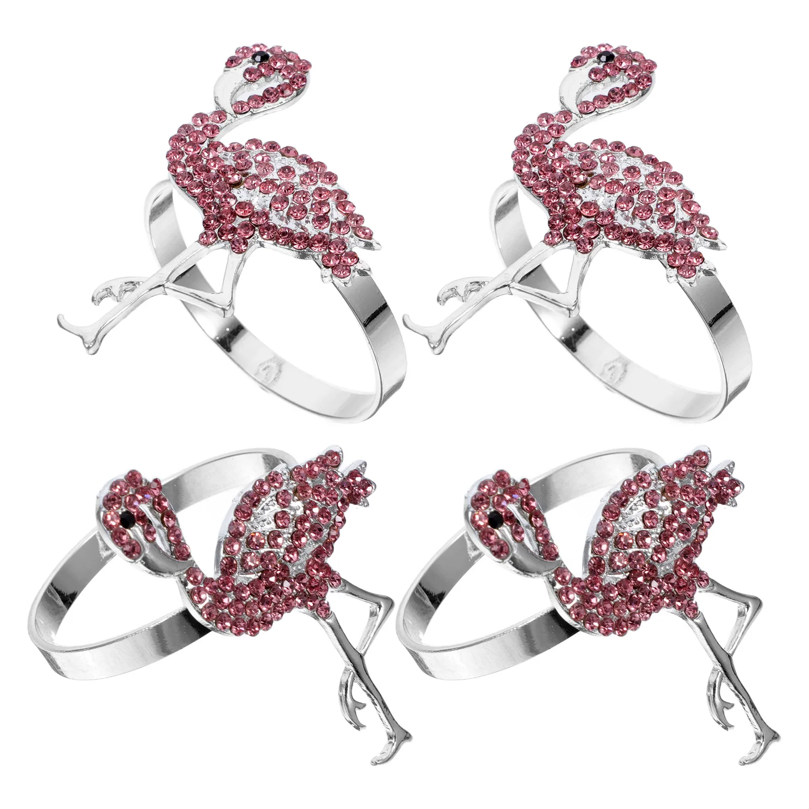

4pcs Napkin Rings Alloy Flamingo Shaped Table Decorations Wedding Party Home Kitchen Restaurant Napkin Holders Serviette Clasps