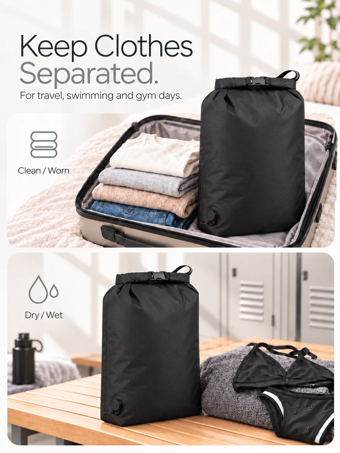 Luggage Vacuum Compression Bag Pump Free Reusable Vacuum Storage Bag 70% Space Save Waterproof Travel Clothes Sealed Packing Bag