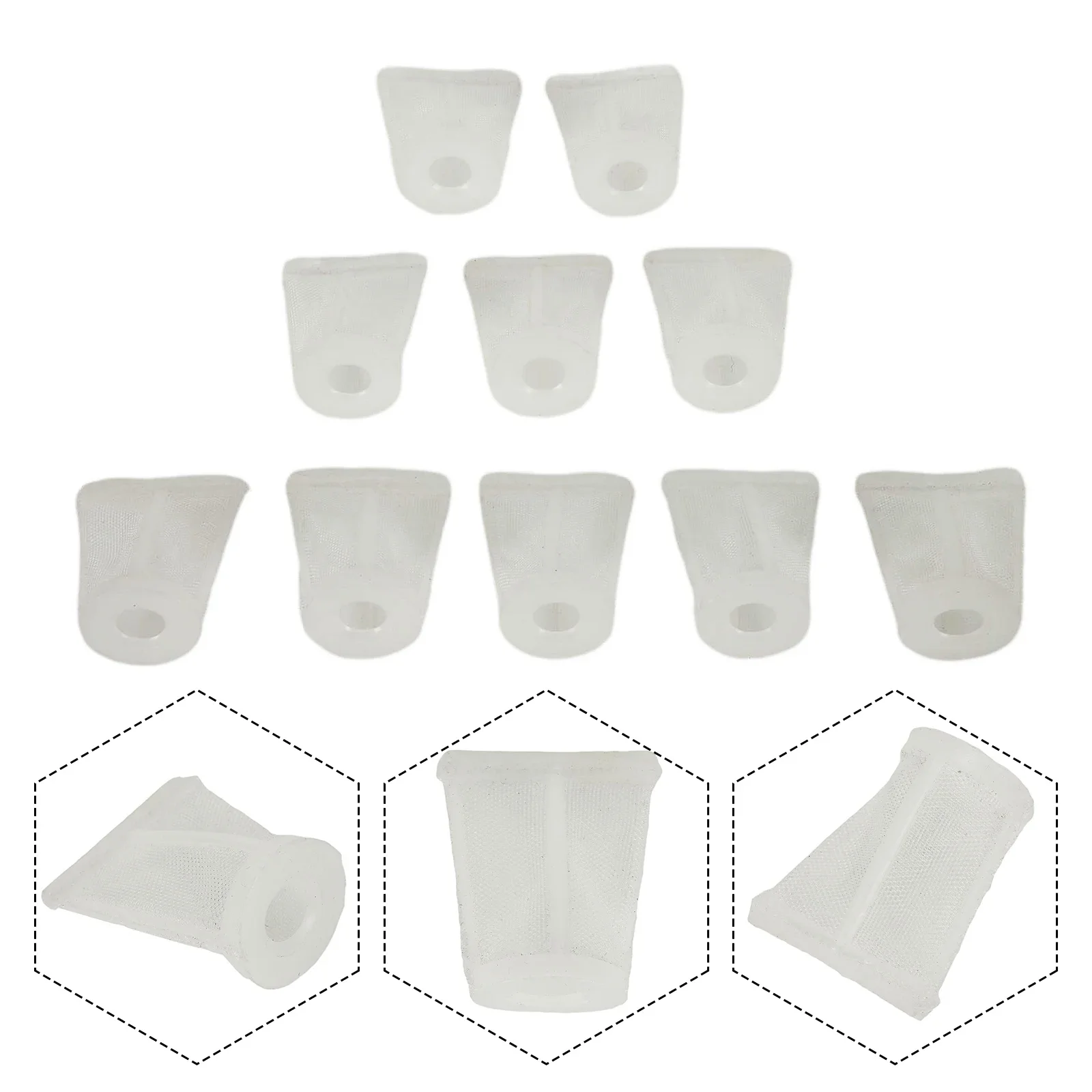 10 Pieces Nylon Spray Paint Filter Mesh Set With Suction Feed Pot For Spray Tools Designed To Filter Impurities Fits 8/10/12mm
