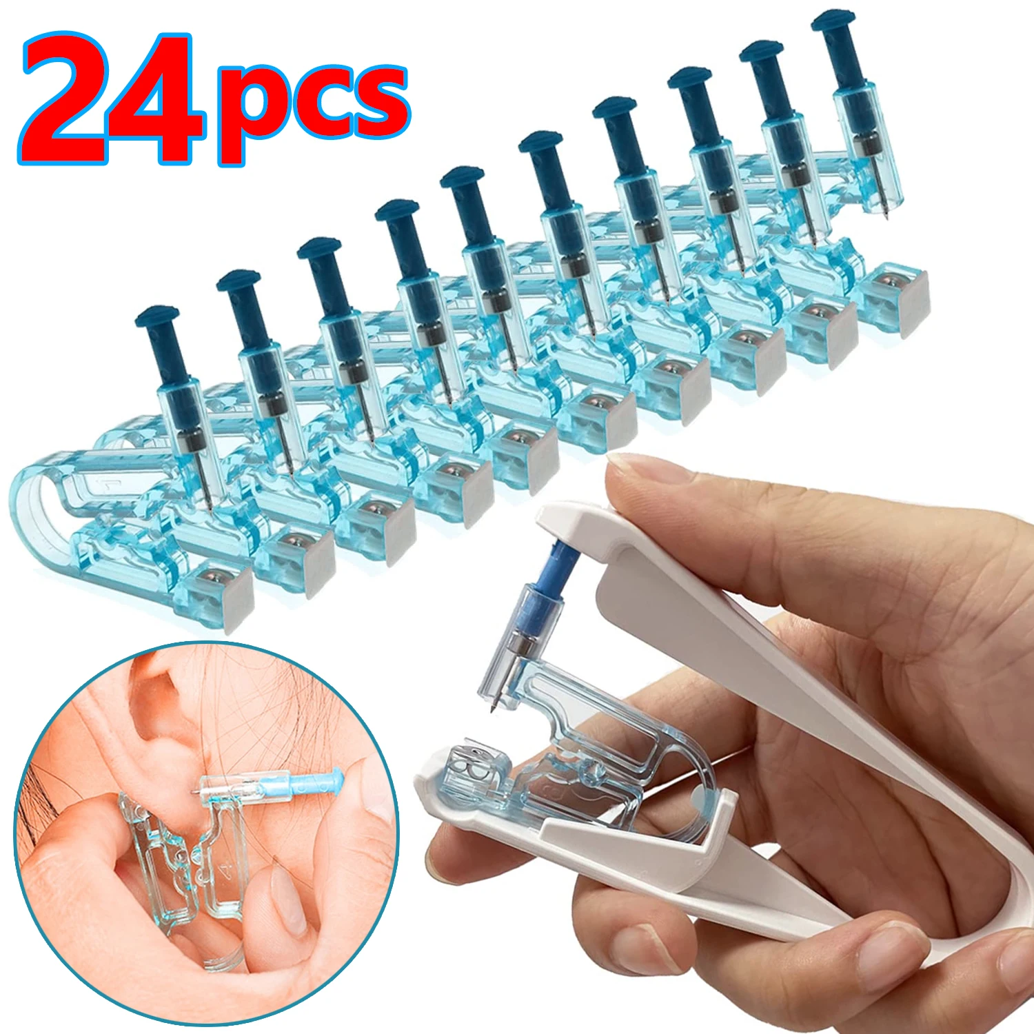 1-24Pcs Ear Piercing Gun Kit Disposable Healthy Safety Earring Piercer Tool Machine Kit Studs Nose Lip Body Jewelry Accessories