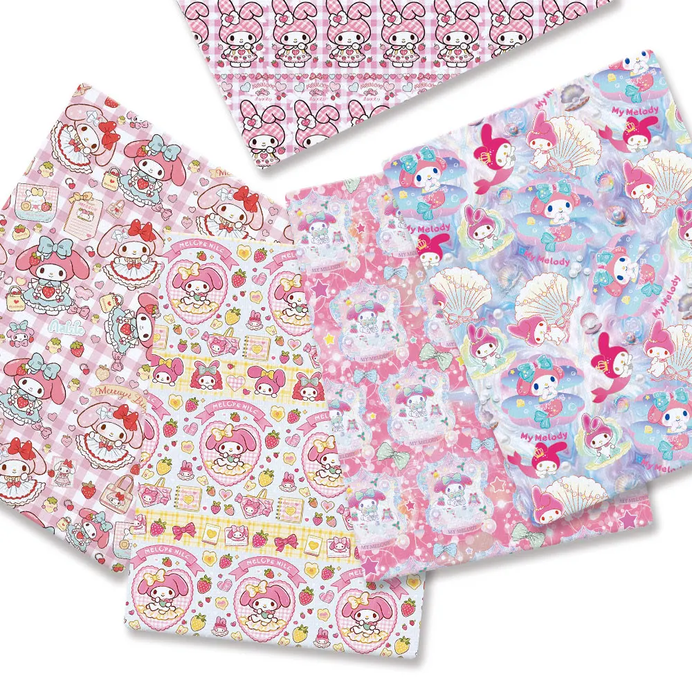 

Ткань из полиэстера и хлопка с мультяшным принтом Hello Kitty, 140x50 см, для шитья, домашнего текстиля, кукольных платьев, штор