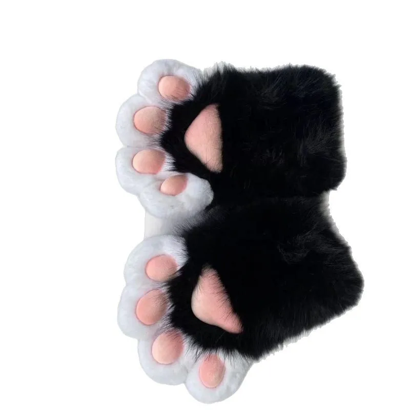 Furry Cat Paw Gloves Cosplay Costume Accessories with Squeak Sound Nails