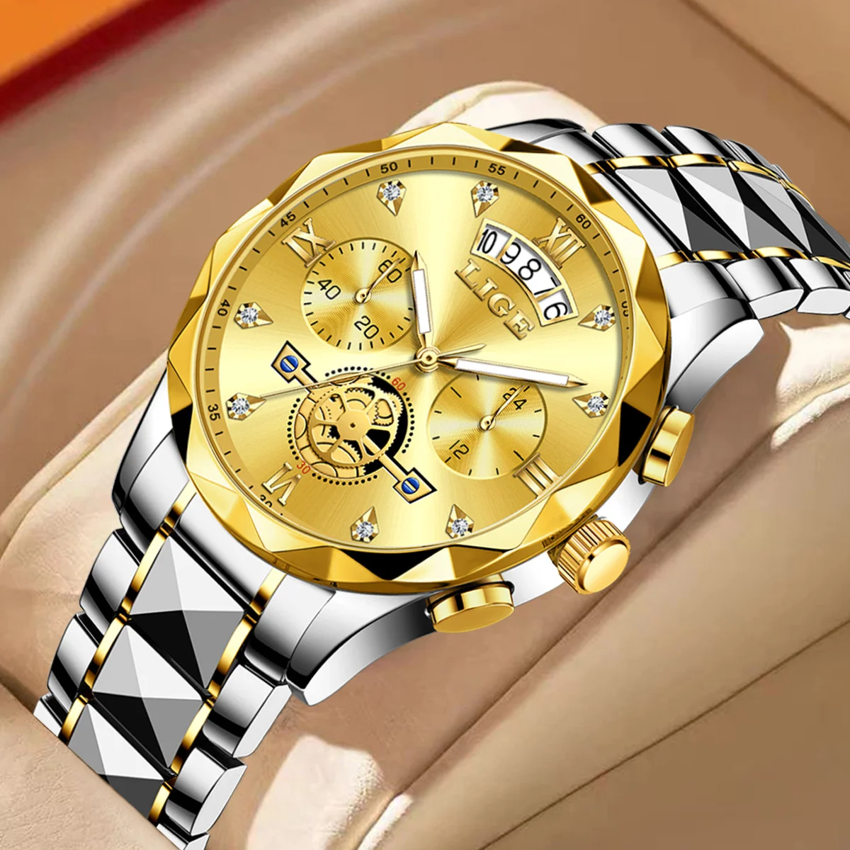 

Reloj Hombre Роскошные деловые мужские часы Водонепроницаемые кварцевые наручные часы Календарь Светящийся хронограф Мужские часы из нержавеющей стали