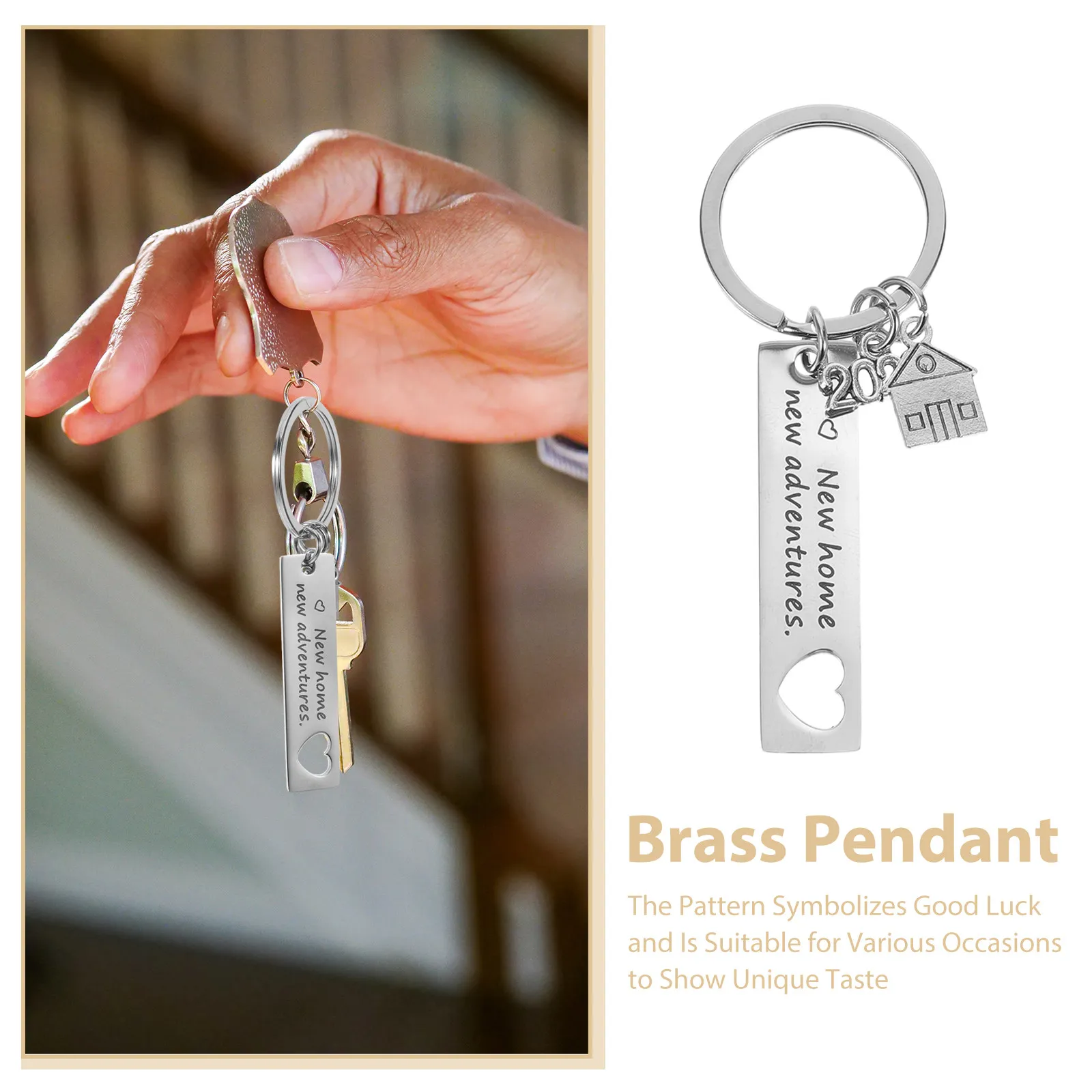 6Pcs Stainless Keyring Small Shaped Keychains New Home Keepsake Housewarming Party Favors Bag Keychain Ornament