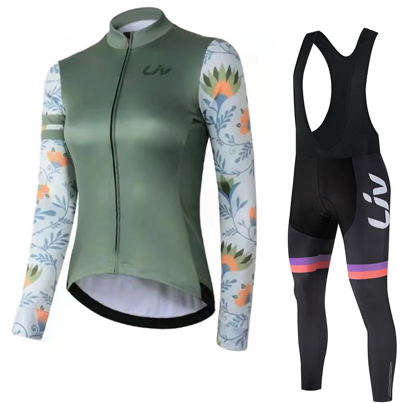 

LIV women's cycling jersey autumn and winter cycling bib women's exclusive seat cushion bicycle long set cycling jacket