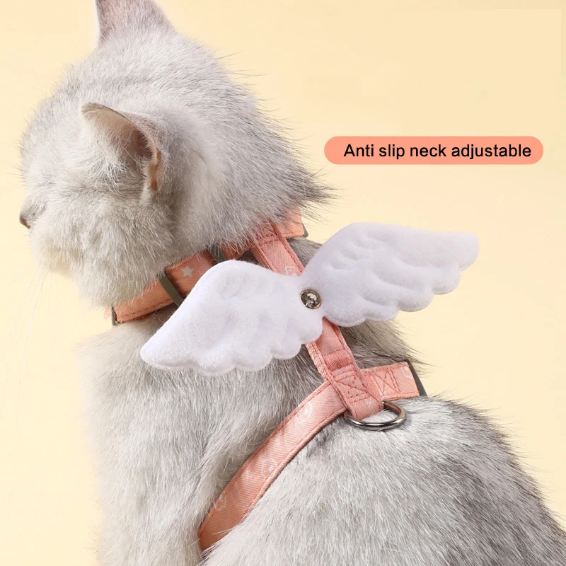 Set Adjustable Escape Proof Soft Vest Kitten Harness Pet Traction Supplies With Collar Small Cat Outdoor Cat Harness And Leash