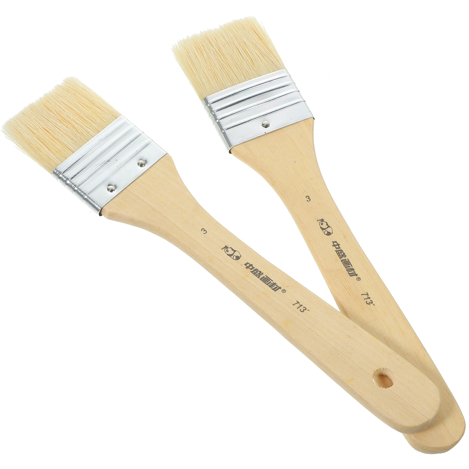 

2 pcs Oil Painting Brush Set Durable Bamboo Handle Watercolor Brushes Large Bristle Artist Paintbrushes Student Wooden