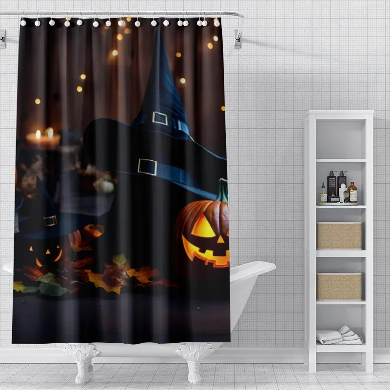 Home decoration shower curtains bathroom waterproof curtain fabric Modern Nordic Living Room happy Halloween Autumn Pumpkin