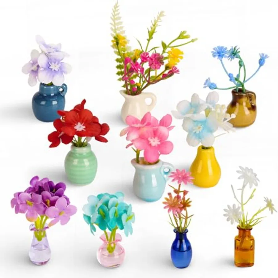 10 Pack Mini Vase Magnets for Fridge Ceramic and Glass Tiny Vase Fridge Magnets with Upgraded Slam-Proof Magnets Bulk Gifts and