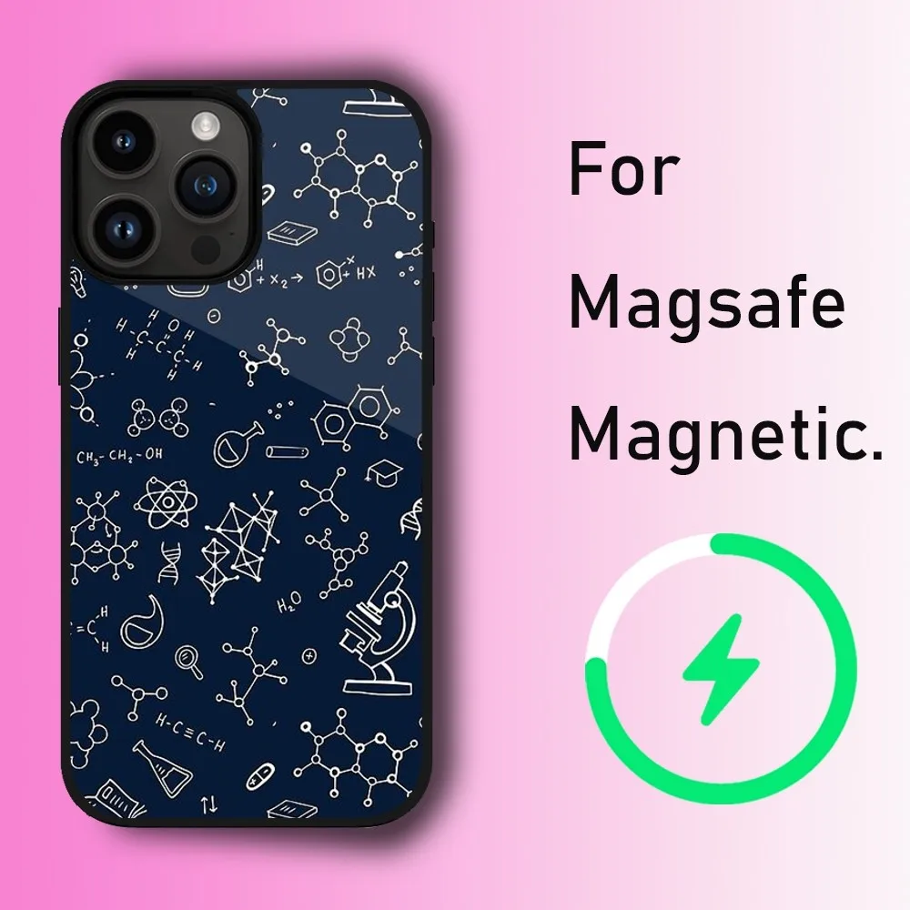 Biology and Chemistry Phone Case For iPhone 11 12 13 14 15 Max Plus Pro Wireless Magnetic Magsafe Charging Shell