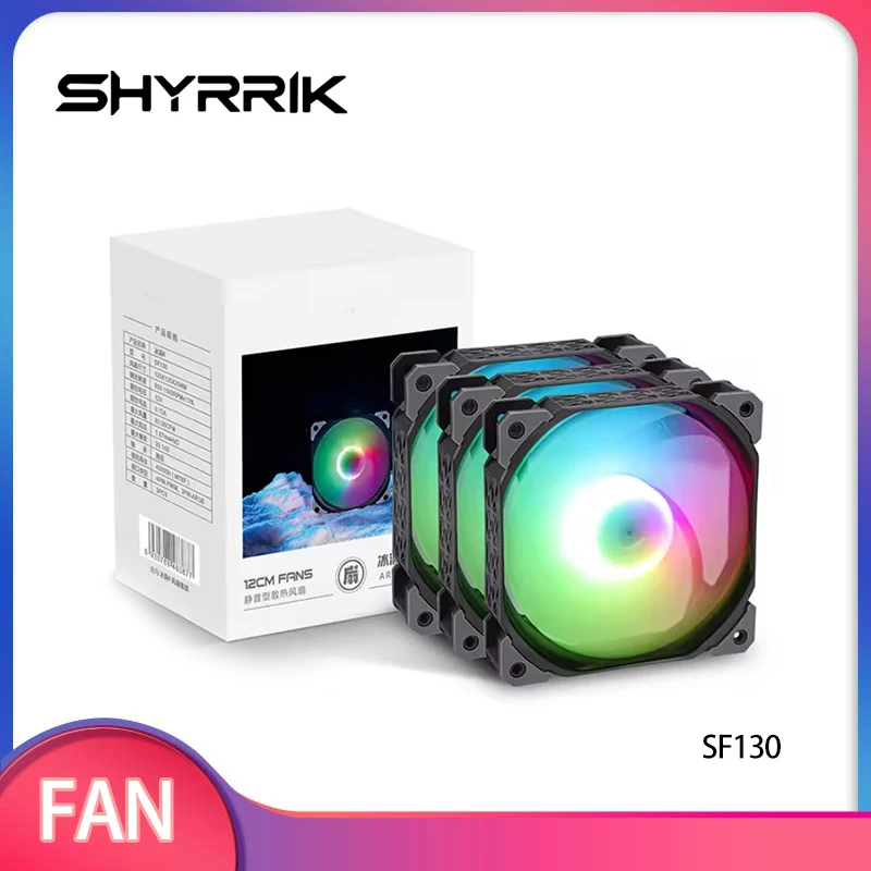 

Shyrrik PWM 4PIN 12cm White Fan PC Cooling Cooler 63CFM / 5V A-RGB LED Hydraulic 600-1500RPM Fans AURA SYNC 3pc Fan/Set SF130