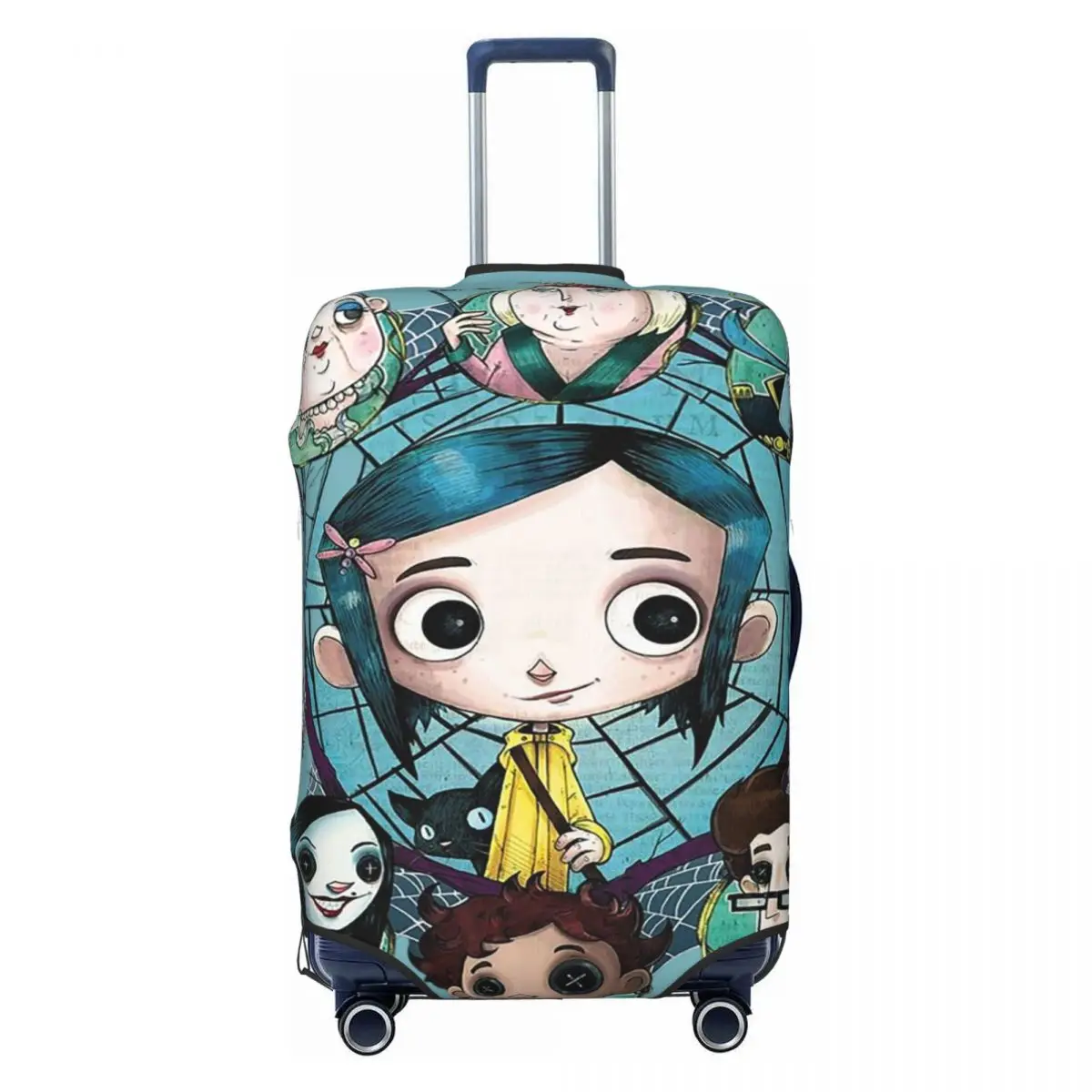 

Funny Halloween Horror Film Coraline Luggage Cover Protector Washable Travel Suitcase Covers