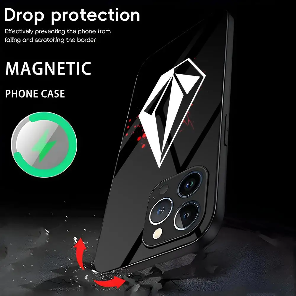 Phone Case for iphone 15 14 13 11 12 Pro Max mini Plus D-Design V-Volcoms Magnetic glass phone Cover