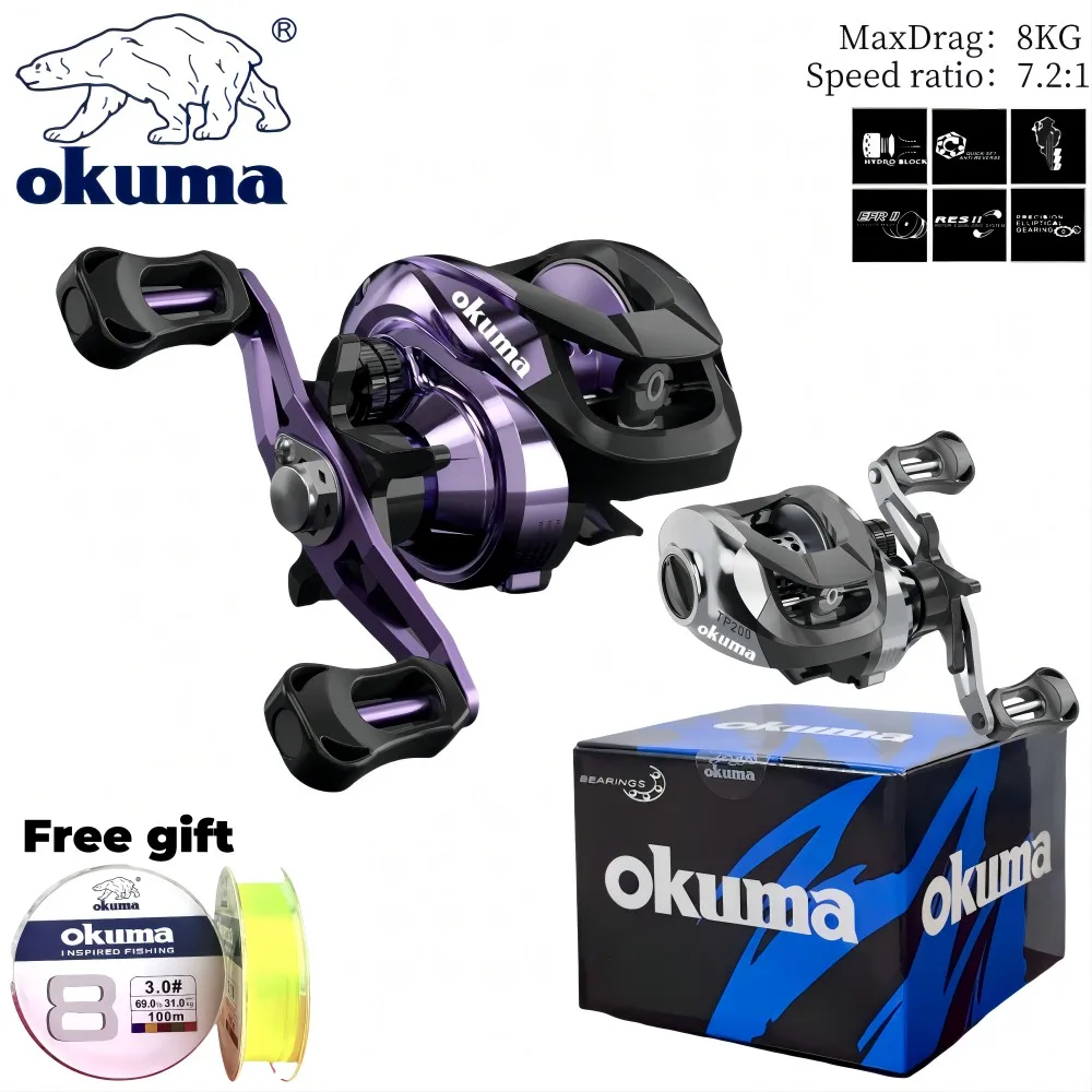 

Рыболовная катушка OKUMA TP, максимальное усилие фрикциона 10 кг, профессиональная Передаточное отношение 7,2: 1, для ловли карпа, заброса приманки