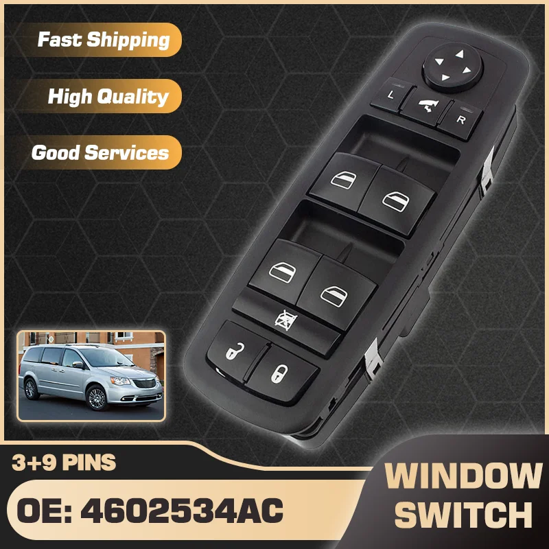

4602534AC Car Power Window Master Switch Button For Chrysler Town & Country MK5 Lancia Voyager/Grand Voyager 2008-2011 3+9 Pins