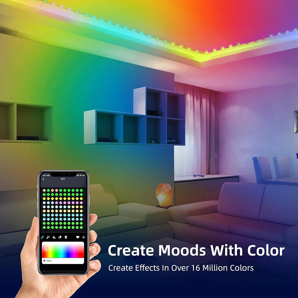 أضواء خرافية ذكية RGB LED ، تحكم بتطبيق البلوتوث ، إضاءة سلسلة ، تصنعها بنفسك لحفلة عيد الميلاد ، الزفاف ، ديكور المنزل ، 5 م ، 10 م ، 20 م