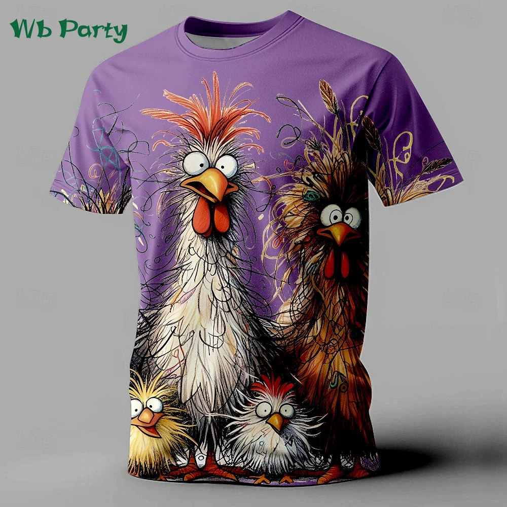 Funny Men's Clothing Animal Chicken Print T shirt Men Casual Mens Clothing Short Sleeve Tee O-Neck Pullover Oversized T-shirt image 4
