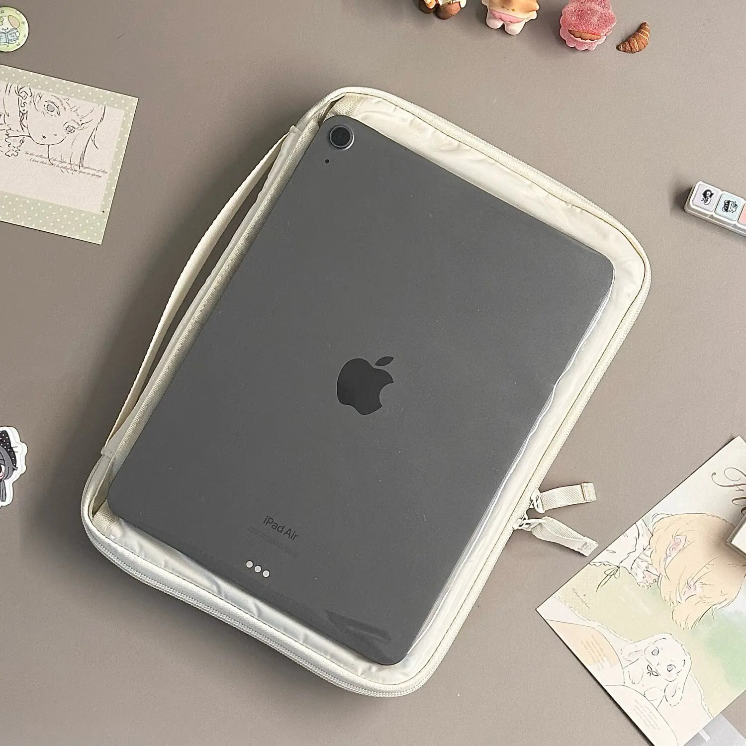Tan Large A5 Wide Version Outdoor Reading Bag Creative Loose Leaf Notebook iPad Three-In-One Multi-Functional Handheld Storage