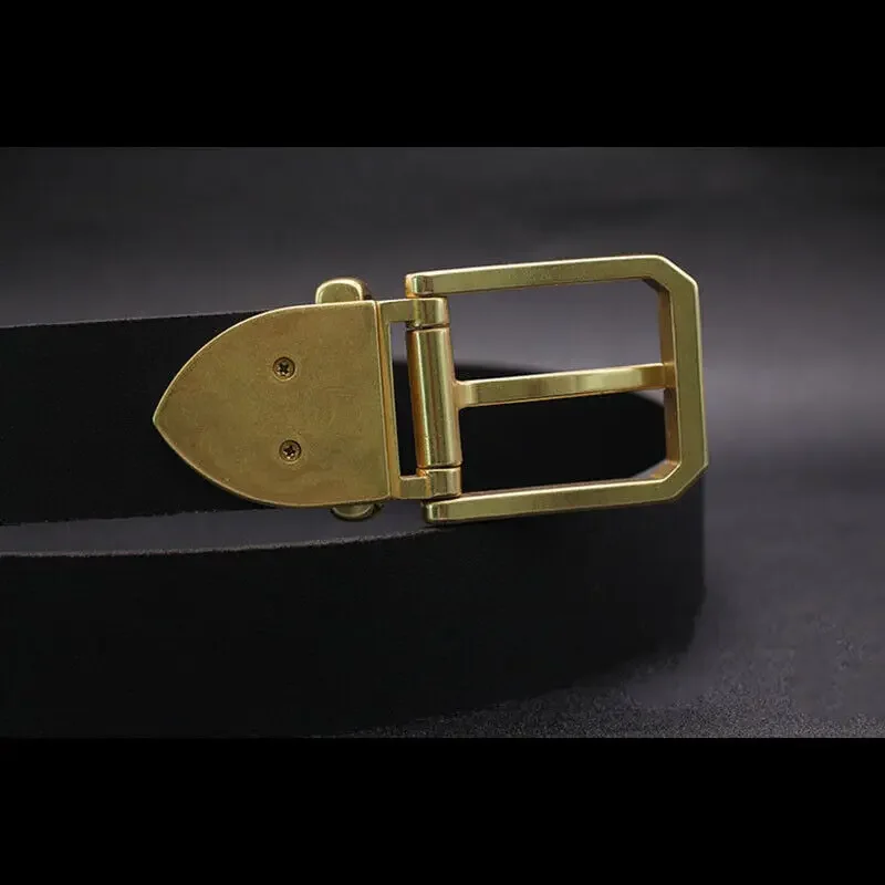Polished Solid Brass Pin Belt Buckle for Men Dress Leatherwork Craft DIY 40mm