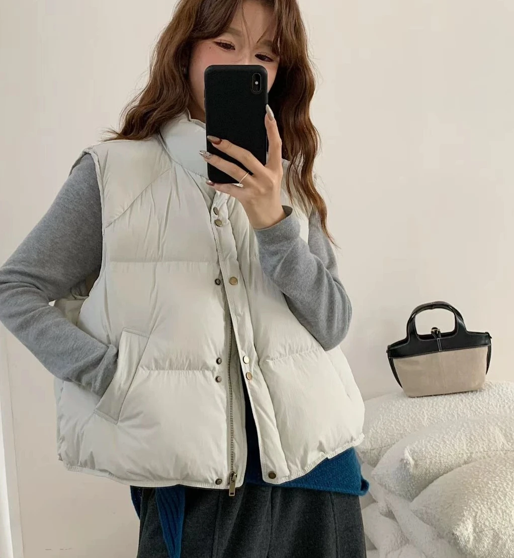 Autumn and Winter New Women's Down Vest Windproof Short Fashion Top