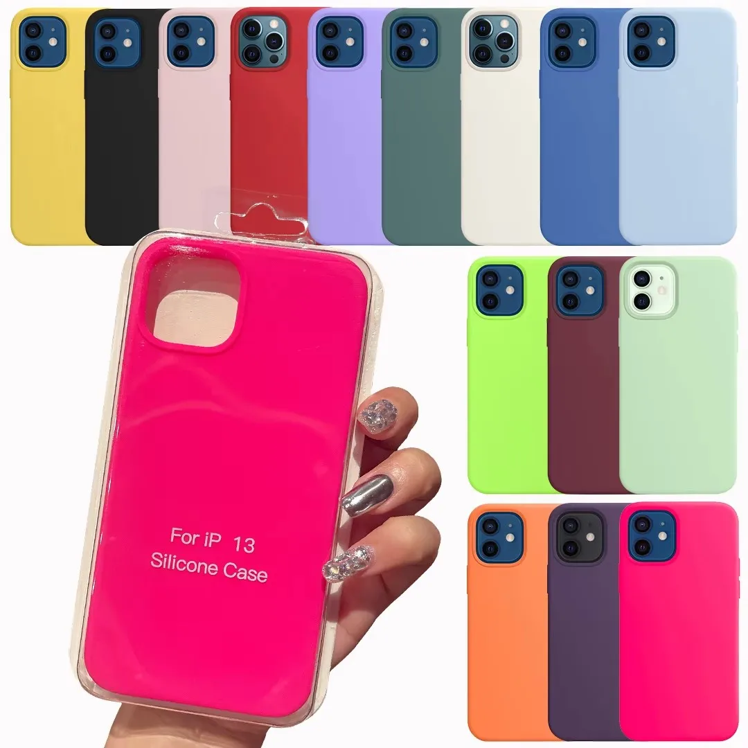 Funda de teléfono de silicona líquida de alta calidad para iPhone 16 15 14 12 Pro Max X XR XS para Apple iPhone 11 13 Pro Max 7 8 Plus
