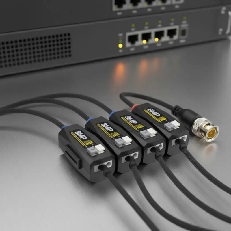 HD 8MP Passive Twisted‑Pair Video Transmitter Single Channel Compatible with TVI CVI AHD Security CCTV Camera