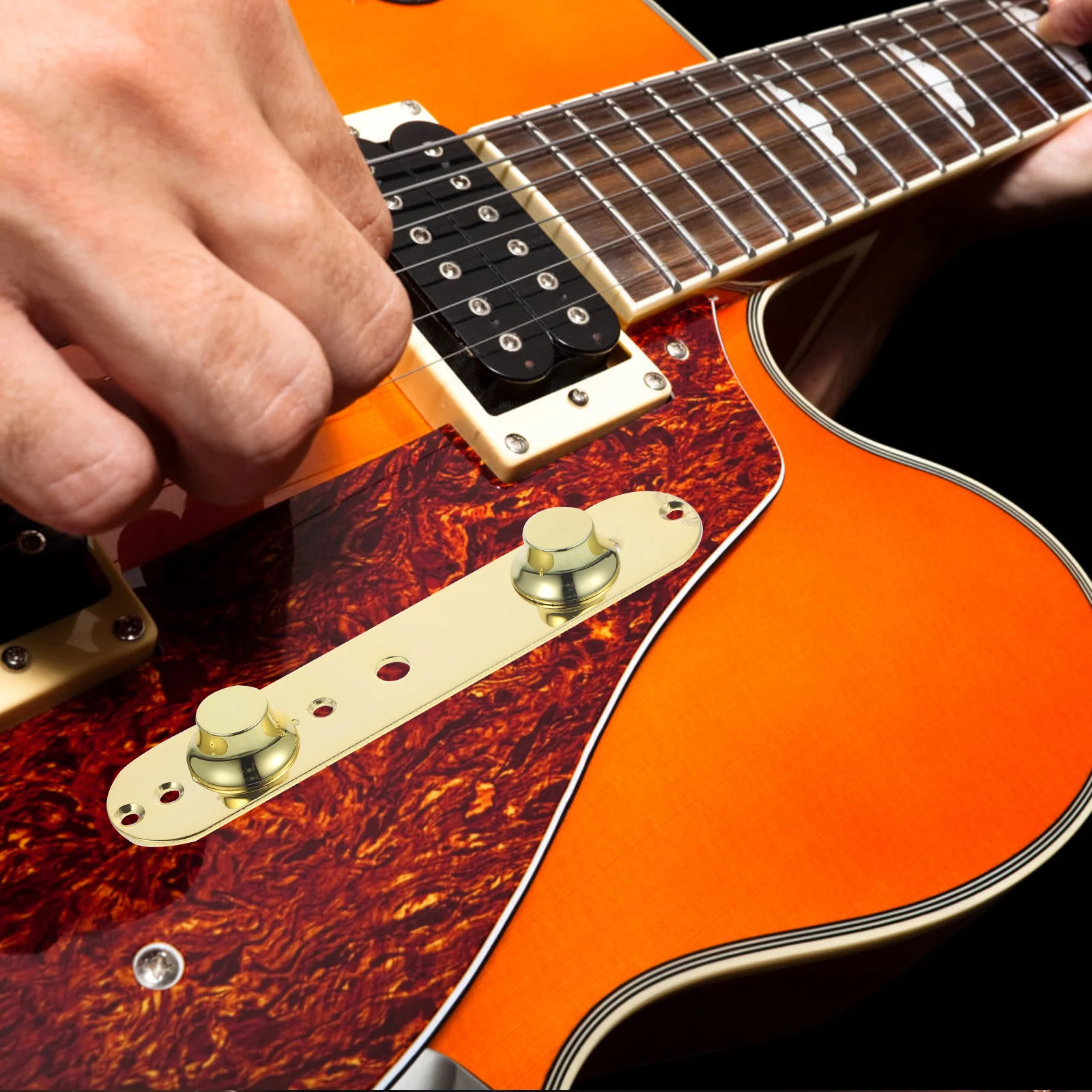 

Guitar Control Board Metal Plate Gold Volume Knob Disc Controls Professional Guitar Control Plate