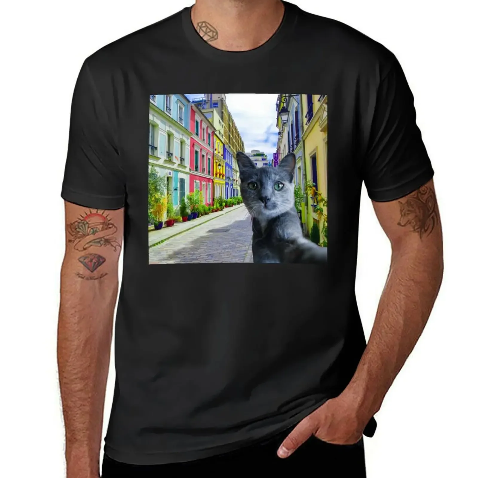 Cat in Paris | Paris travel | Selfie cat T-Shirt tees plus sizes plus size clothes customizeds clothing for men