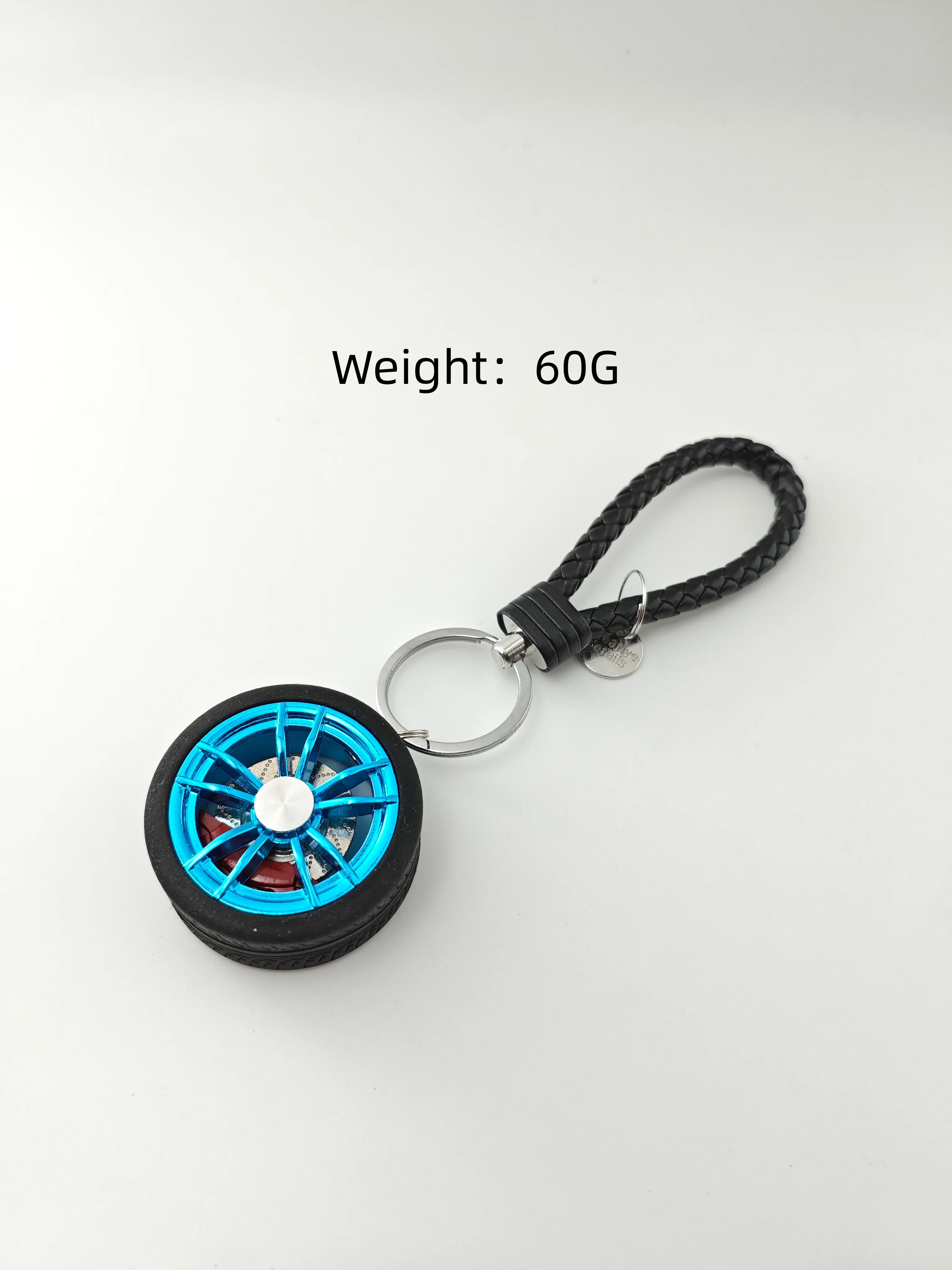 6 Colors Non-Rotatable Mini Wheel Hub Keychain, Real Rubber Tire Brake Disc Auto Modification Decor Key Pendant Gift