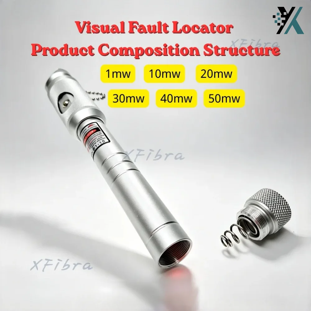 1‑50KM Visual Fault Locator VFL, 10mW 50mW Optional Fiber Optic Red Laser Pen, Fiber Cable Fault Tester