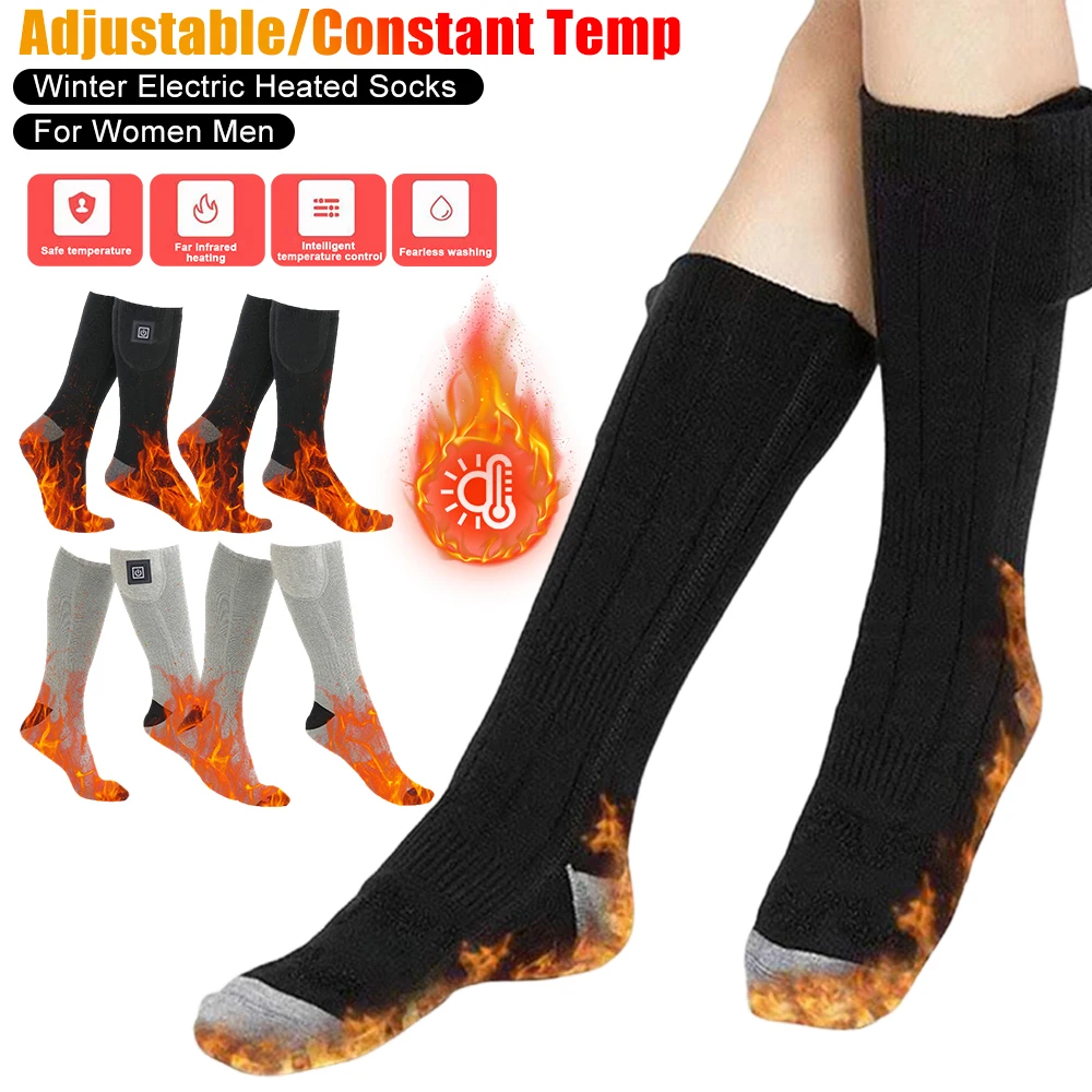 

Winter Electric Heated Socks Women Men Outdoor Hiking Ski Thermal Socks Adjustable/Constant Heating Foot Warmer Without Battery